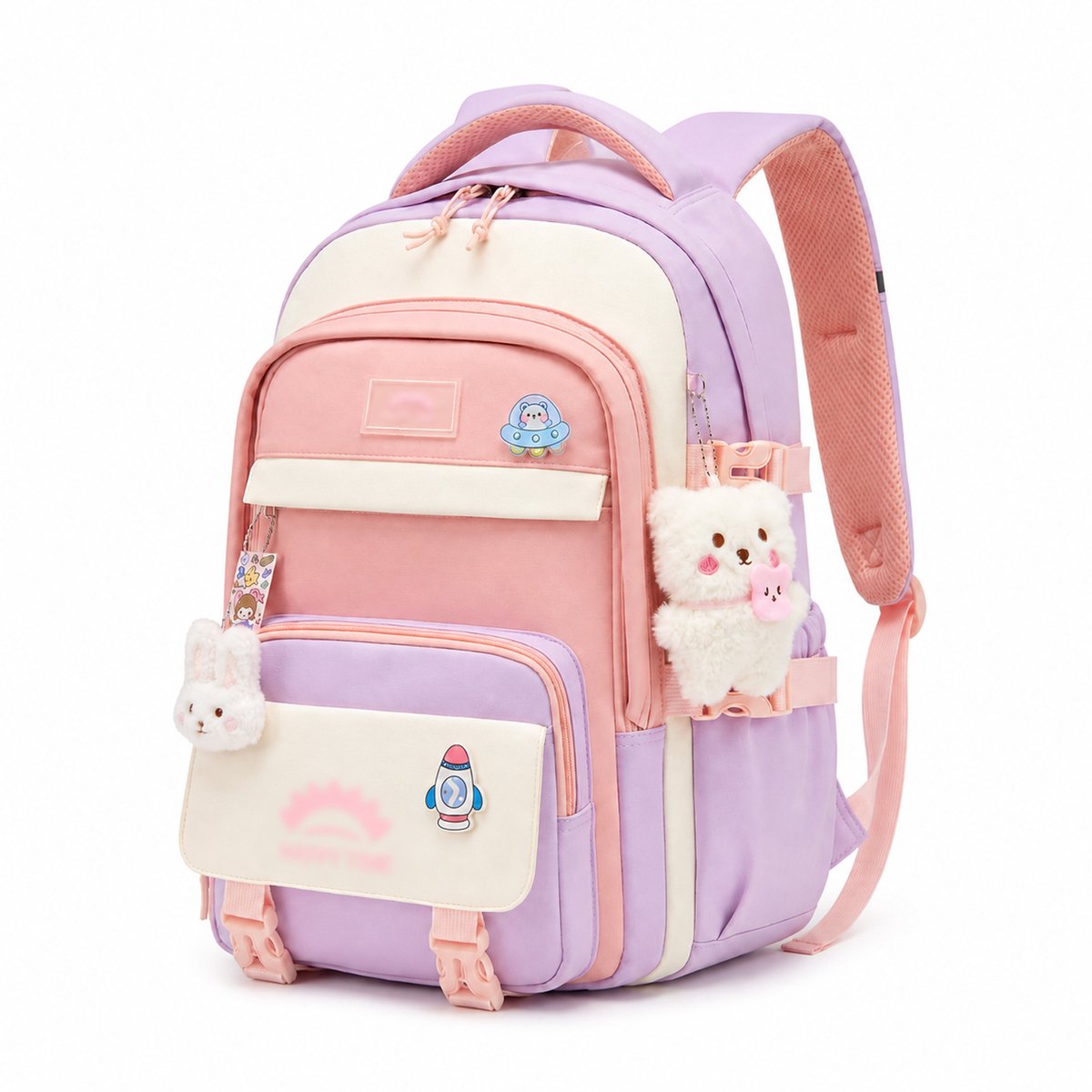 Rugzak - Schoolrugzak voor Meisjes - Lichtgewicht Waterafstotend Nylon - 22 Liter - voor Scholieren Groep 3 tot 7 - Roze