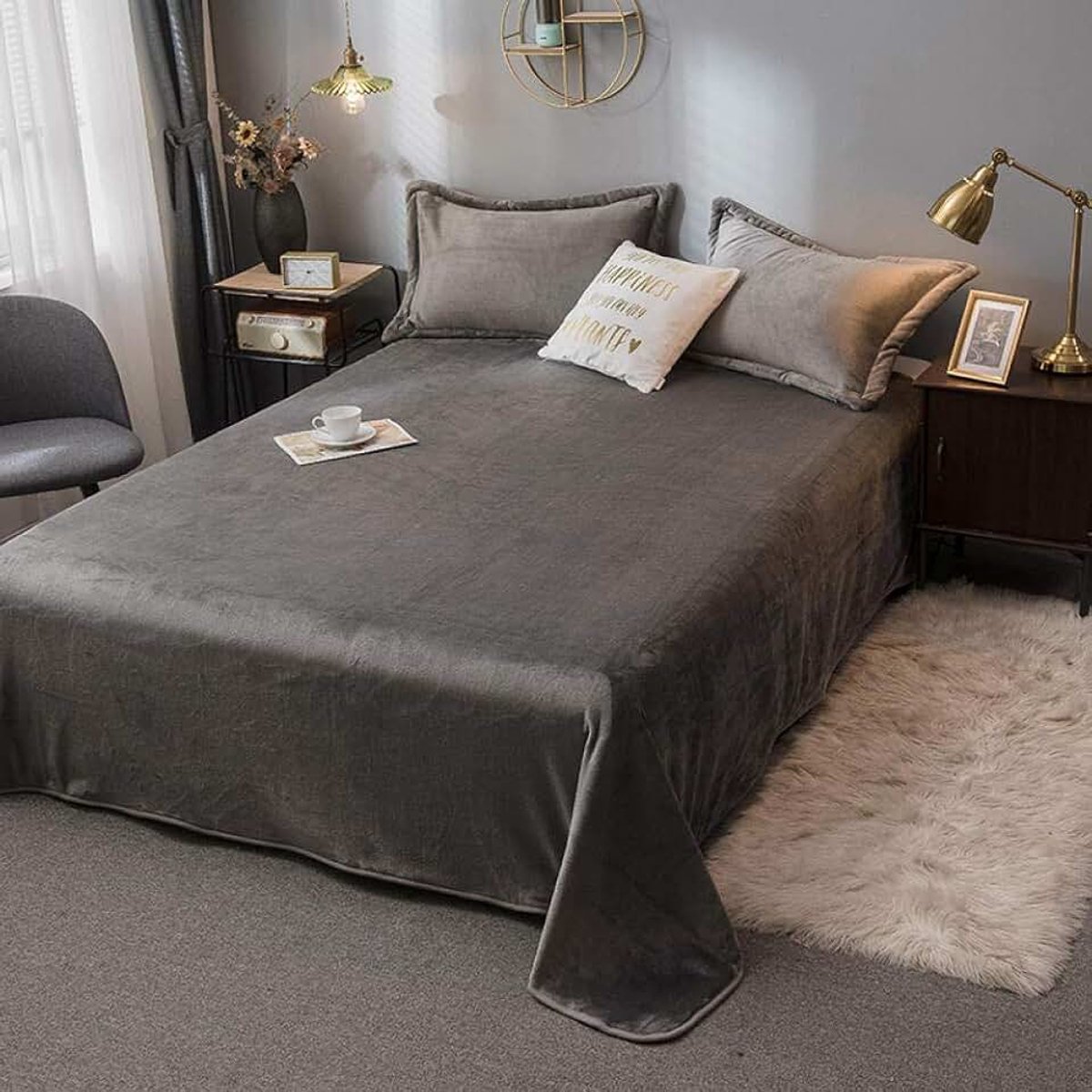 Fleece Dekens Zilvergrijs Reisformaat-Superzacht Fluffy Warm Effen Bed Gooit voor Sofa Microfiber Deken-Ster zilver_180 * 200 cm