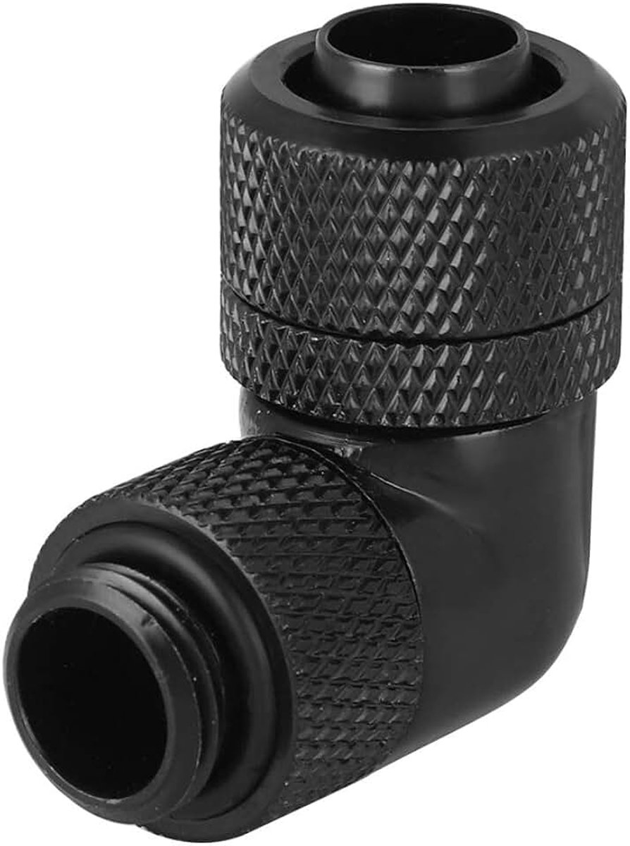 Waterkoelaansluiting G1/4-schroefdraad, 90 graden, rechte hoek, voor computerwaterkoelsysteem (zwart, 3,7 cm)