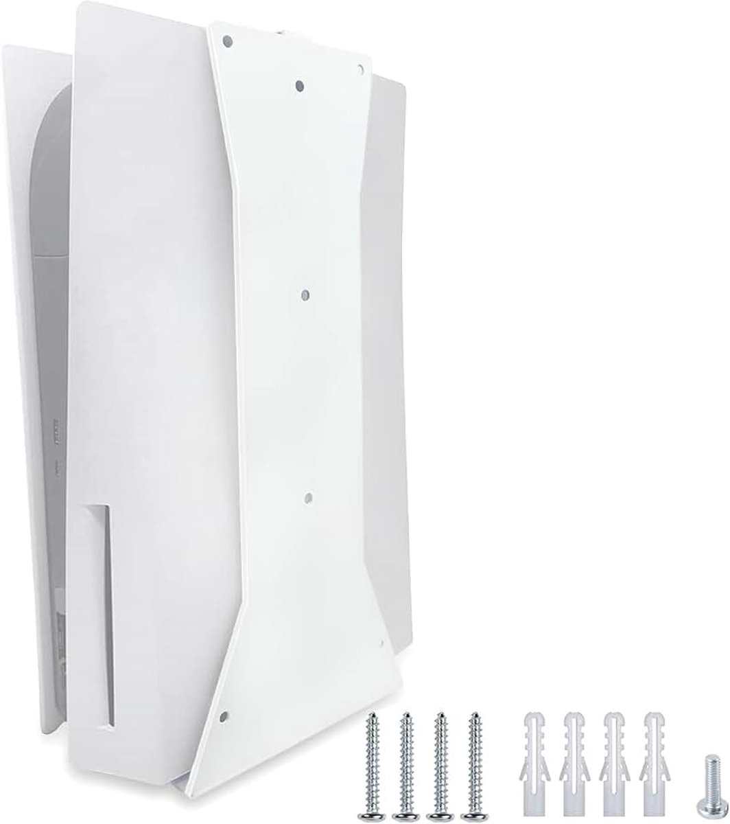 Muurbevestiging (disc en digitaal), stabiele muurstandaard voor Playstation 5, roestvrijstalen coating met schroeven(Wit)