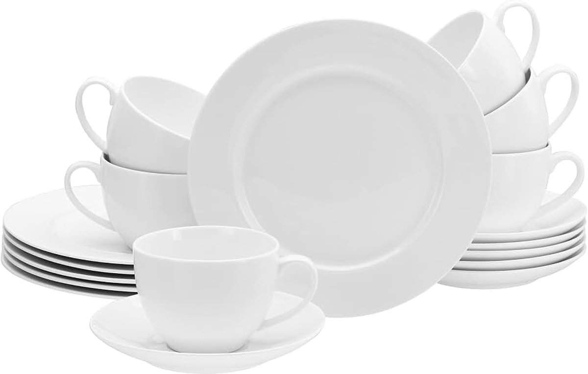 16620, Fleur Royal-serie, 18-delige serviesset, koffieservies van porselein, vaatwasser- en magnetronbestendig, kwaliteitsproductie