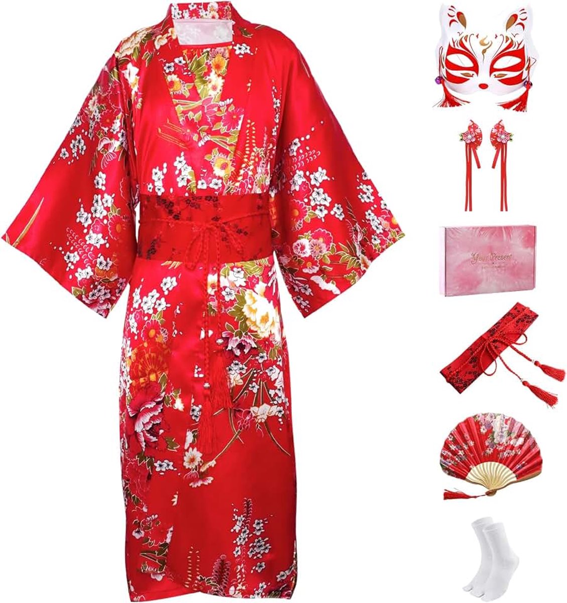 Kimono, Japanse Traditionele Meisjes Yukata Robe, Carnival Kostuum Set met Accessoires, Kinder Culturele Festivals Jurk
