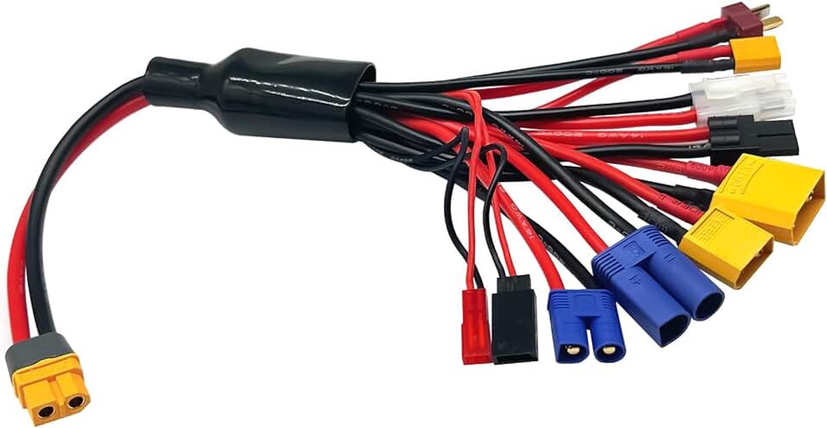 RC acculader adapter 10 in 1 Octopus naar XT60H splitter kabel voor TRX, T-Plug, Tamiya, Futaba, JST, XT90, XT60, XT30, EC3, EC5