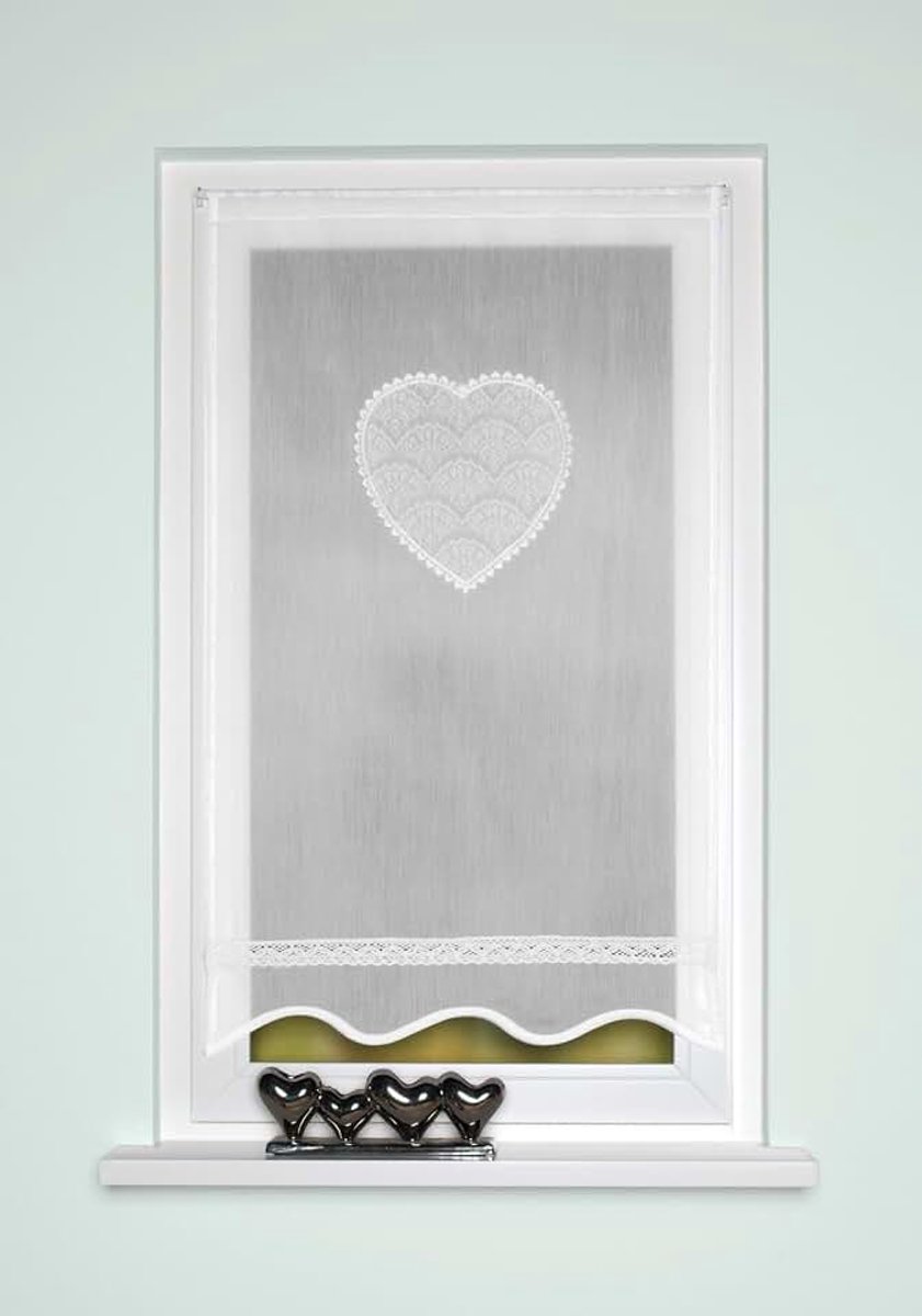 54517 Corazon, raam-/deurbehang, van Batist, t, met haakboord, trekkoord, kleur: wit, afmetingen (h x b): (180 x 90 cm)