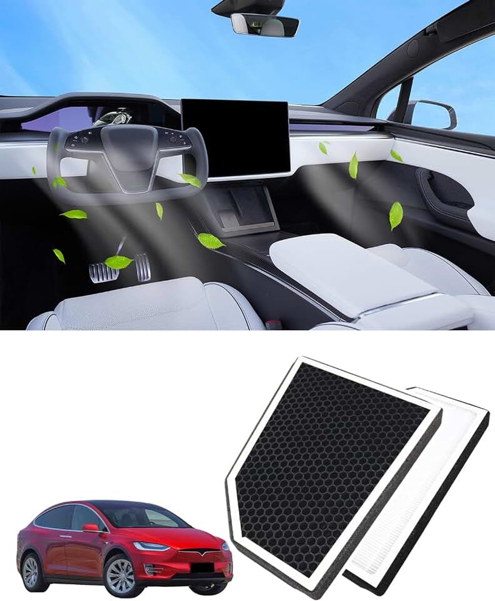 KKTR-CAR voor Tesla Model X HEPA-luchtfilter met actieve kool, cabine-interieurfilter vervanging van de luchtfilter voor Tesla Model X (Model X)