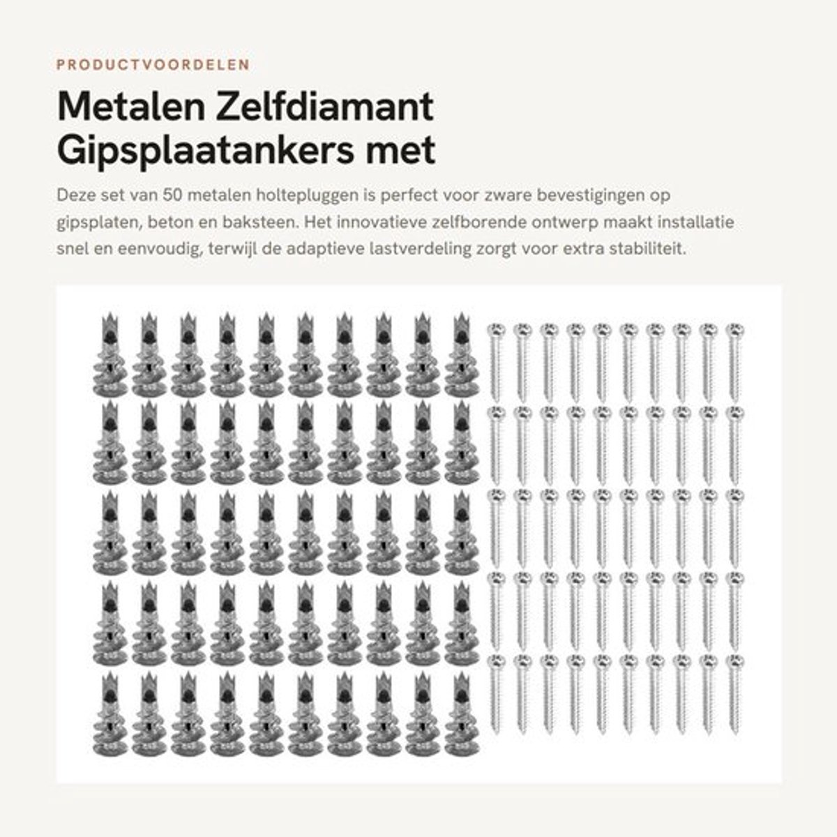 Metalen Zelfdiamant Gipsplaatankers met Schroeven (50 stuks)