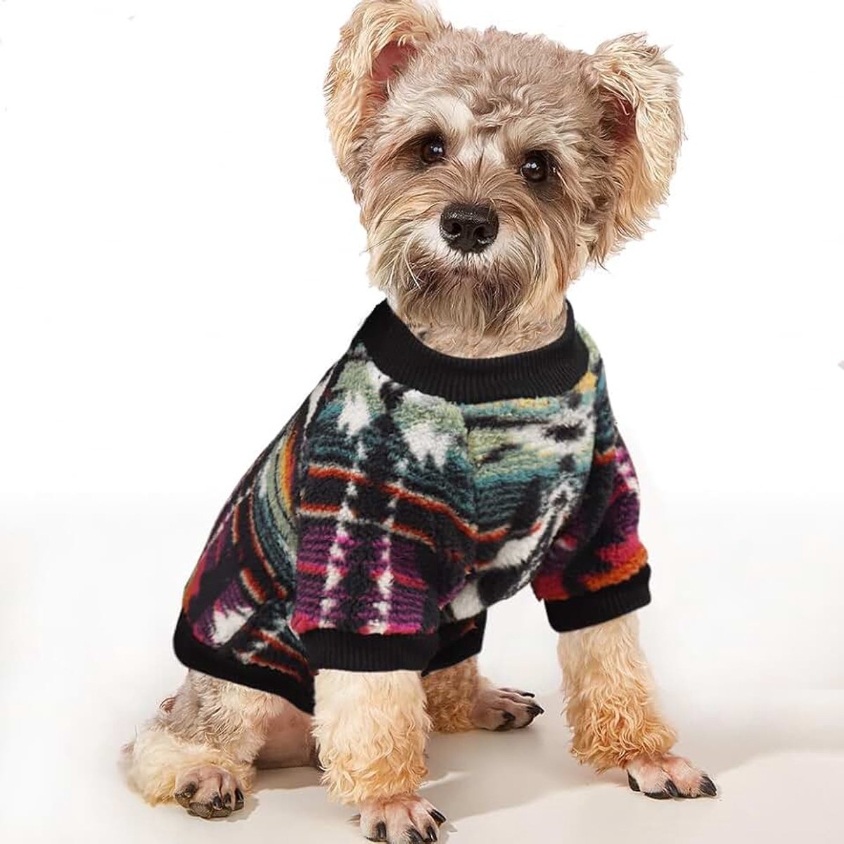 Hondentrui voor kleine honden, fleece honden trui, etnische stijl winterkleding, ultra zachte thermische winter warme puppy sweatshirt (XL, veelkleurig)
