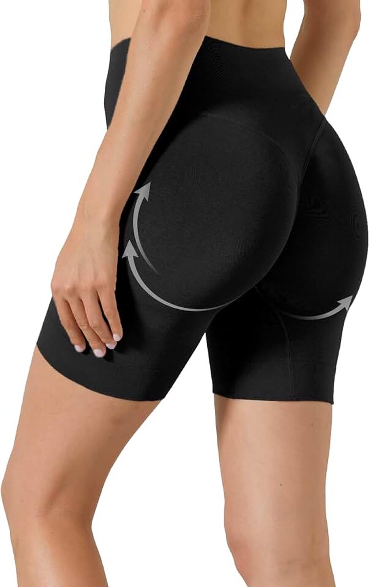 Push-up compressiekous voor dames, vormend, shapewear voor platte buik en uitgesproken billen, naadloos damesondergoed van microvezel - Made in Italy, Zwart, L/XL