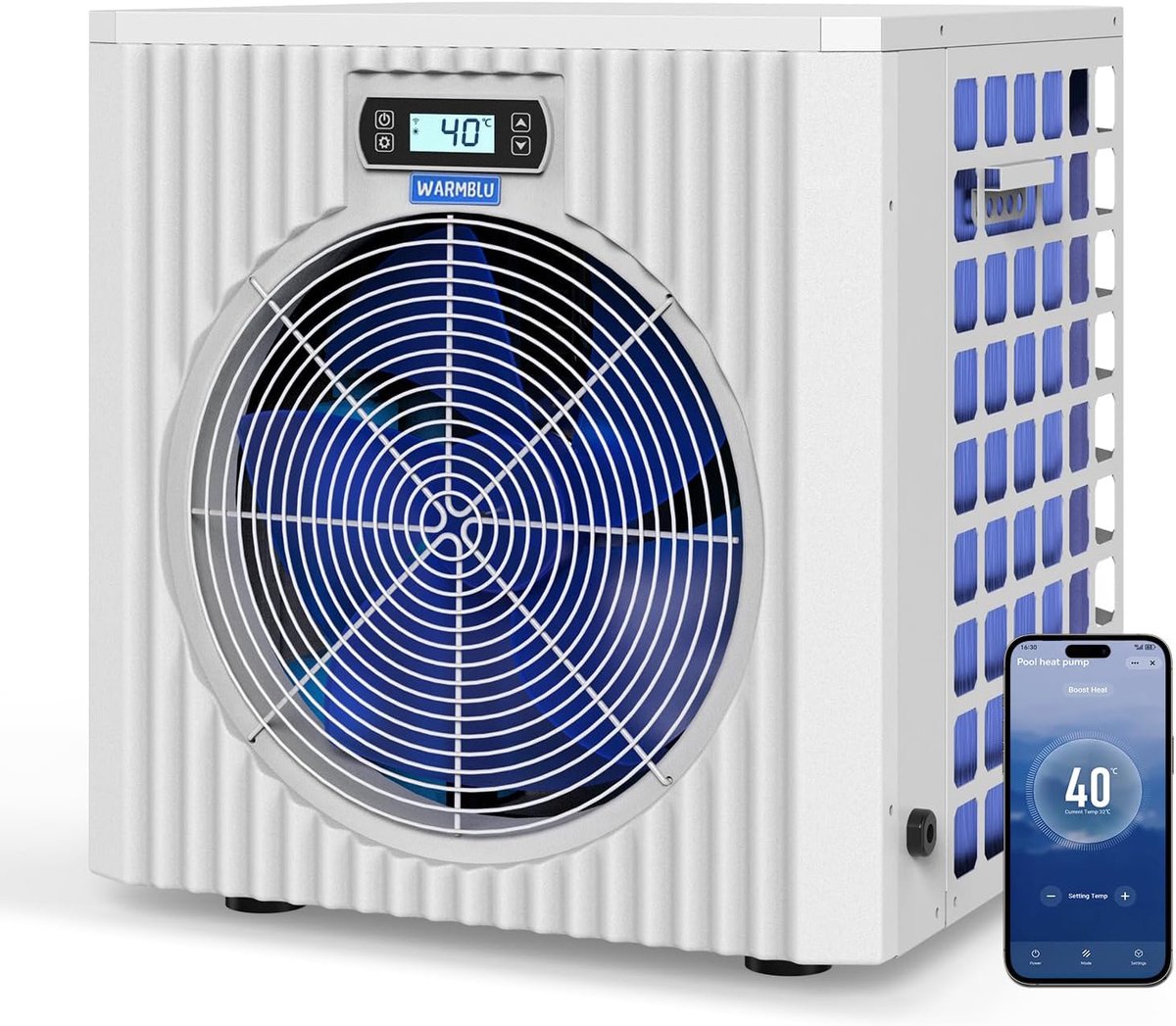 Zwembad warmtepomp energiezuinig 18000 BTU - Zwembadverwarmer met WiFi - Stil - Voor zwembaden tot 20 m³
