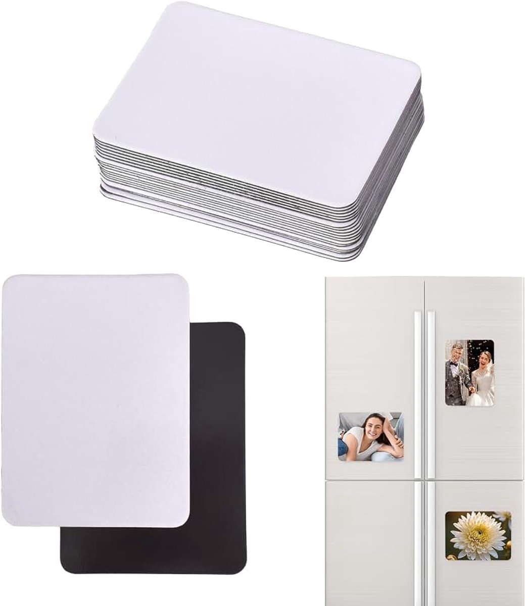 20 stuks sublimatie magneet blanks, gepersonaliseerde sublimatie koelkast magneten, doe-het-zelf decoratieve magneten voor whiteboard kantoorkalender keuken woondecoratie (6,5 x 9 cm)