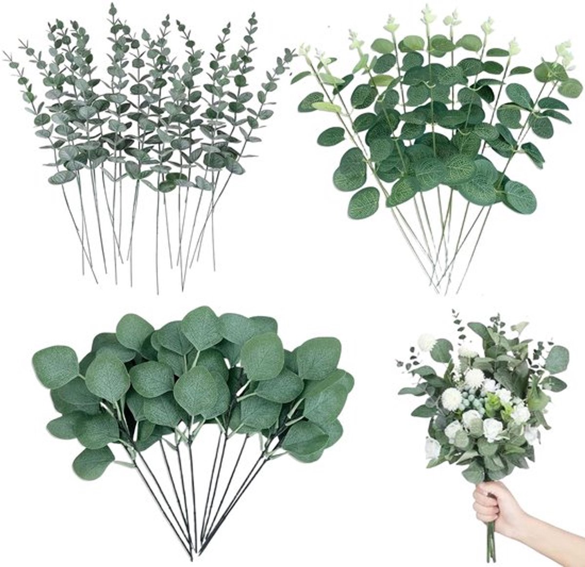 Eucalyptus Kunstplant - 30 Stijlen - Nepplanten voor Binnen - Decoratie voor Bruiloft - Glitter Eucalyptus - Onderhoudsvrij - Nepplant