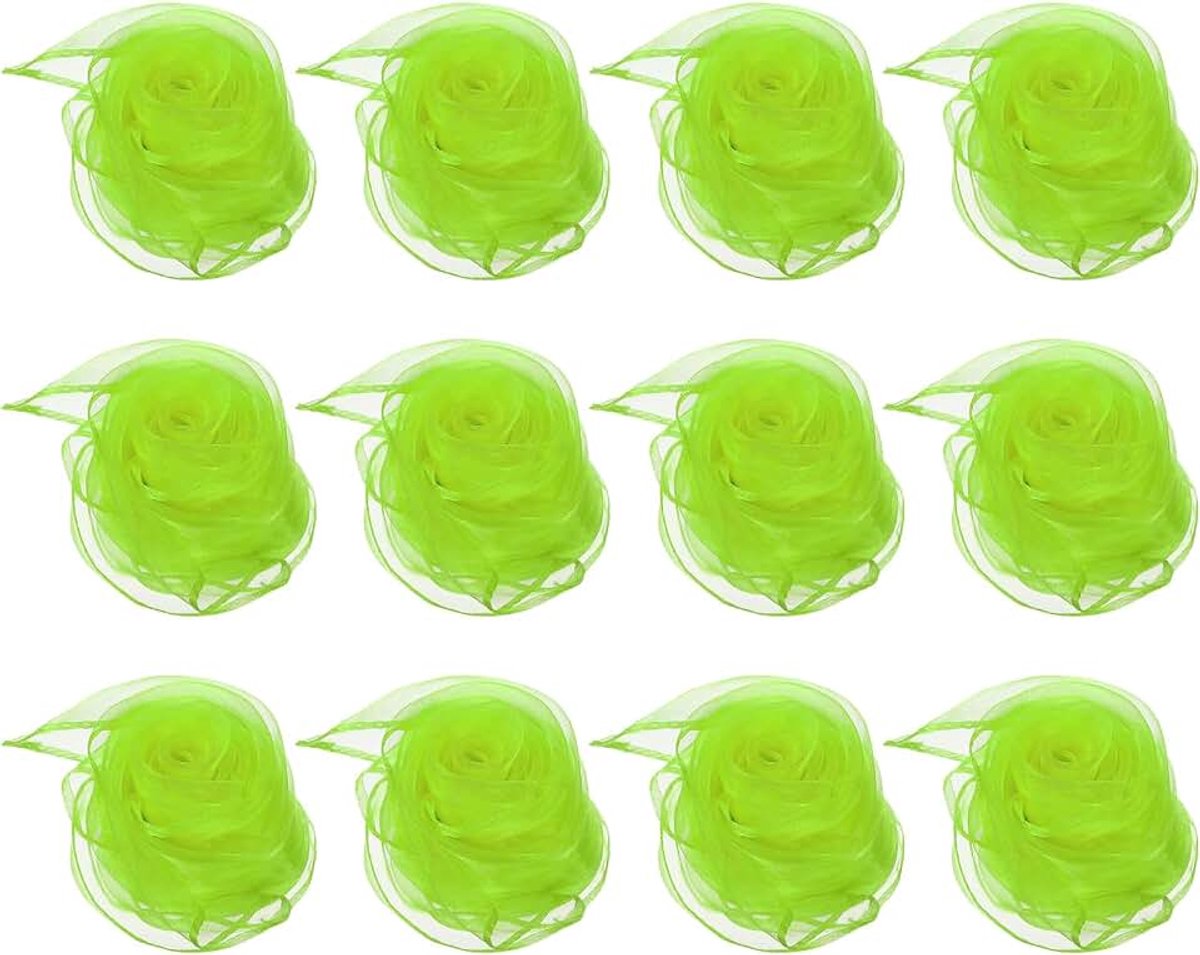Danssjaals, 12 stuks vierkante jonglerende sjaals 45 bij 45 cm voor spelen, magische muziek, activiteit, jongleren dressing, fluorescerend groen