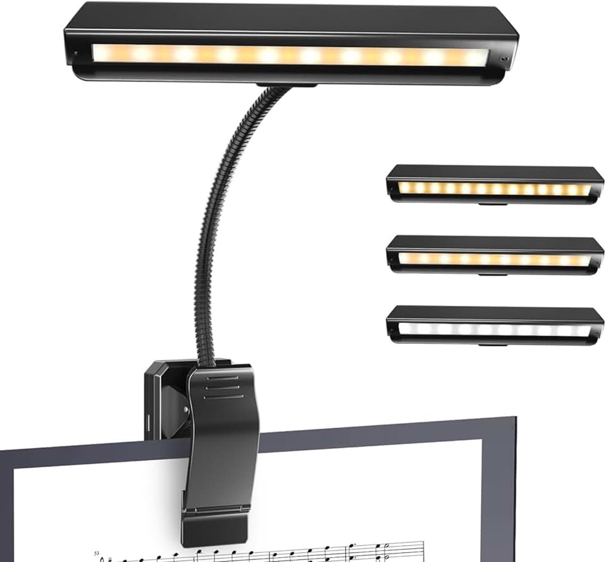 19 leds pianolamp, voor muziekstandaard, 3 kleuren, 3 helderheden, muziekstandaard, oplaadbaar, USB-C Lectura Land, ideale geschenken, perfect voor piano, bladmuziek en gitaar