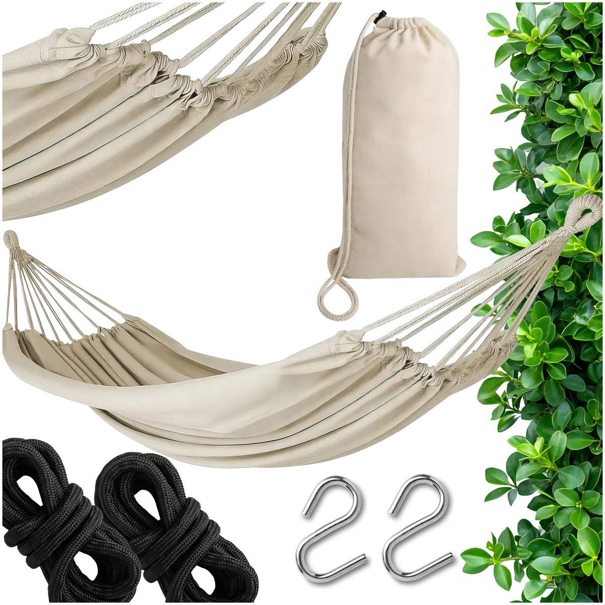 Tweepersoonshangmat Ecru 200cm 120kg - Comfortabel en Stijlvol