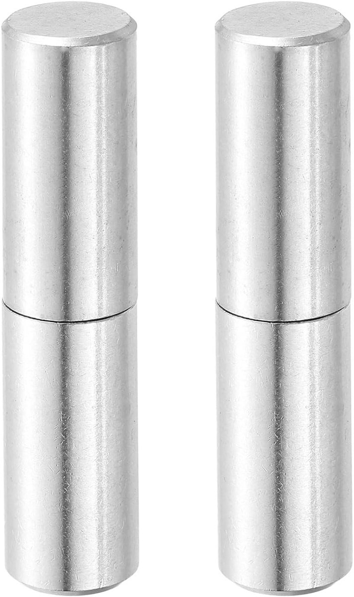 2 stuks 2-3/4" x 5/8" (LxD) roestvrij stalen lasbare afneembare vatscharnieren voor metalen deur, draaideur, aanhanger, zilver
