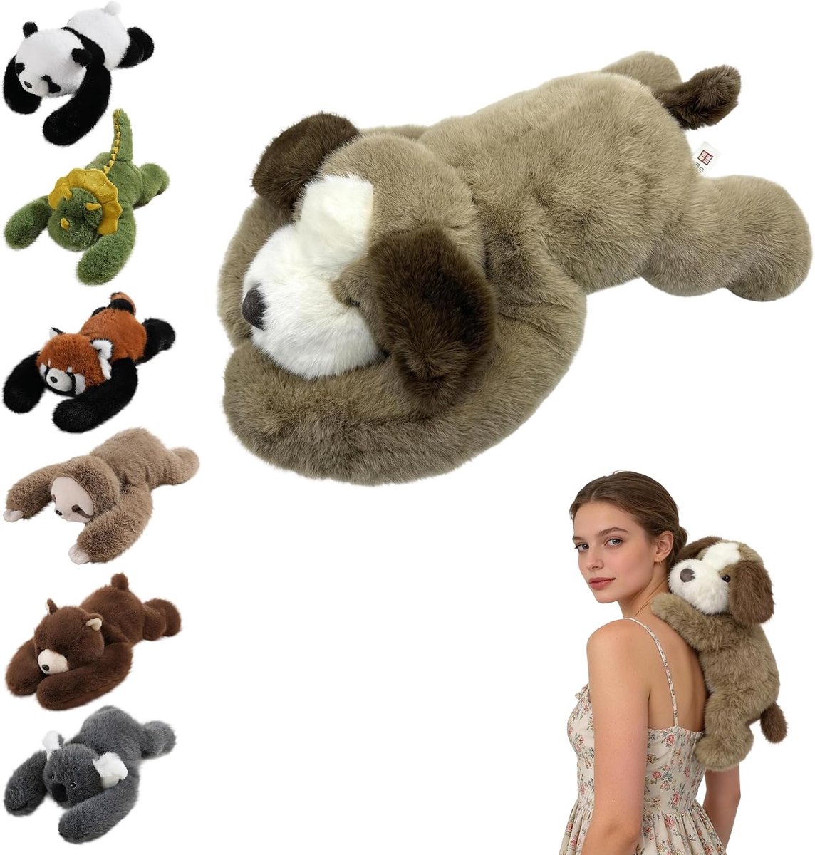 NnOuOnn Gewogen Knuffel Hond, Kawaii Gewogen Dieren voor Knuffel Anti Stress Kalmerend voor Volwassenen, Knuffel Hond Huggy Schattig Gewogen Kussen voor het Verlichten van Angst en het Bevorderen van