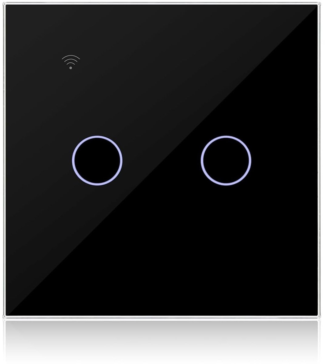 Slimme Lichtschakelaar Zwart 2 Bende 1 Weg Compatibel met Alexa, Touch Lichtschakelaar WiFi Tuya/Smart Life App bediening, Neutraal/geen Neutraal Beschikbaar