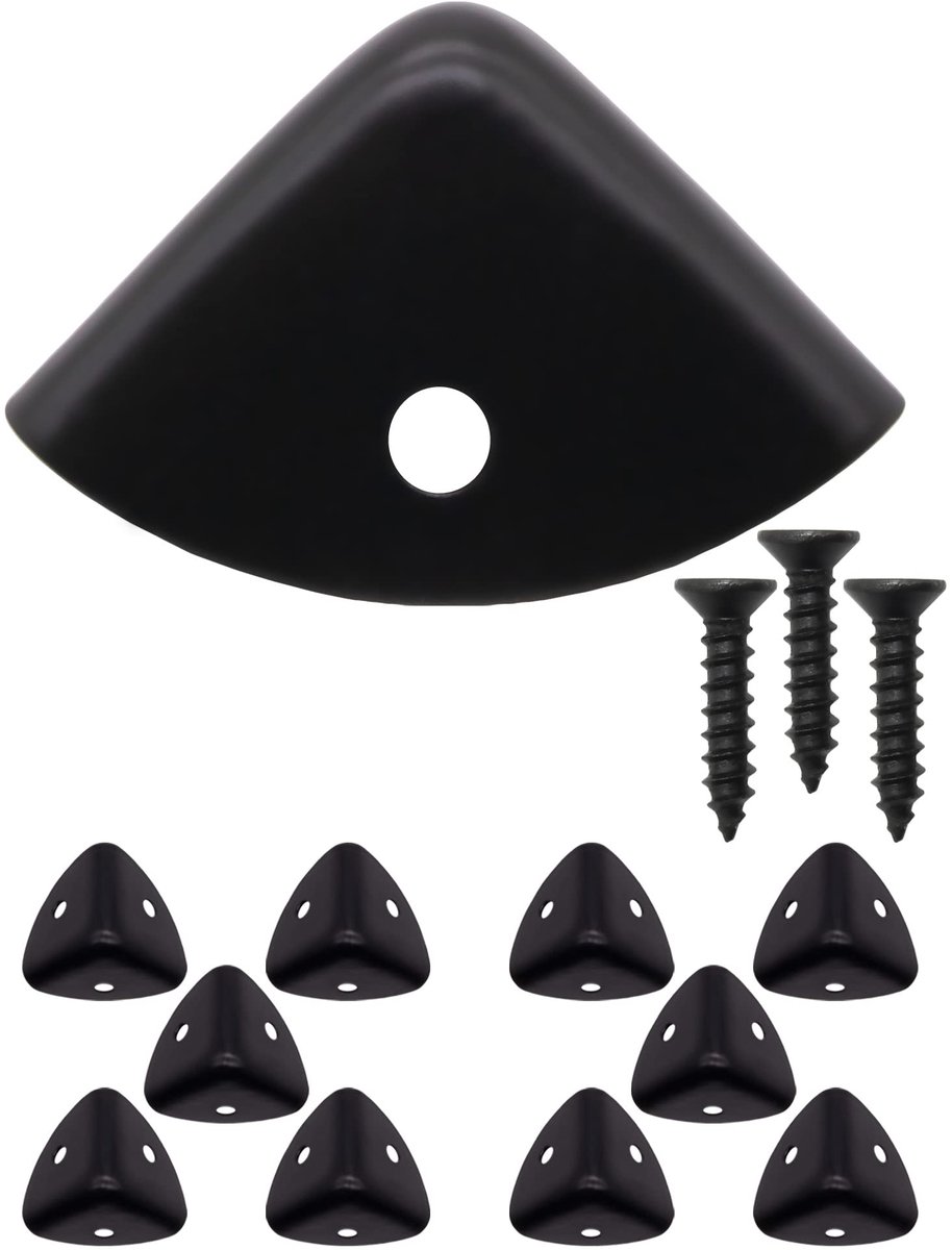 Meubelhoeken, afgerond, beschermende hoeken, metalen beslag, zwart, set van 10