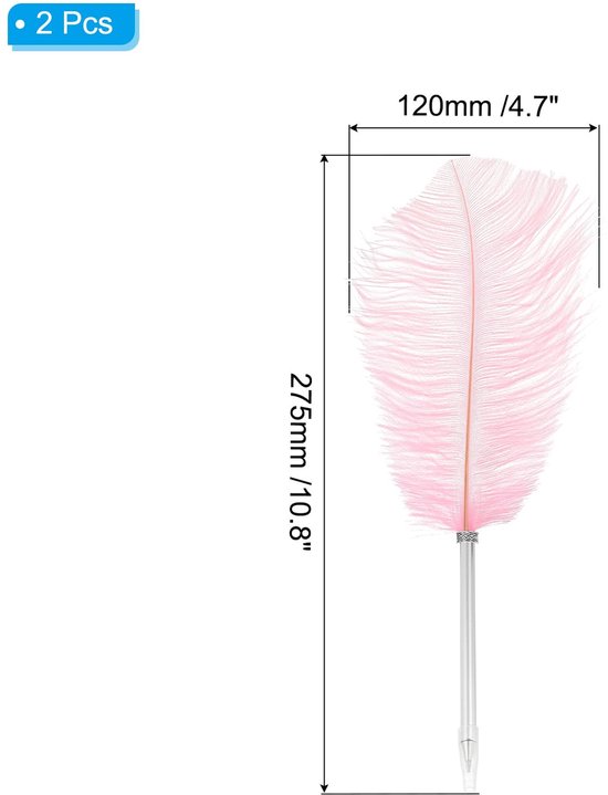 Balpen, 2 stuks 0,5 mm pluizige vintage inkt ganzenveer verfijnde vergulde staaf ganzenveer voor kalligrafie schrijven handtekening gast huwelijkscadeau, roze — afbeelding 2