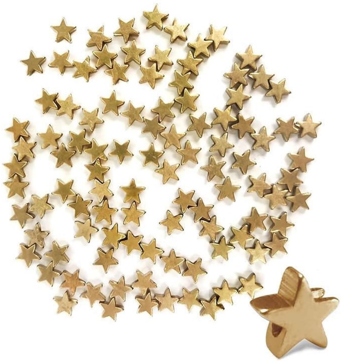 100 stuks sterafstandhouders, kralen, bedels, hangers, kralen voor doe-het-zelf handwerk (goud, 6 mm, 100 korrels)