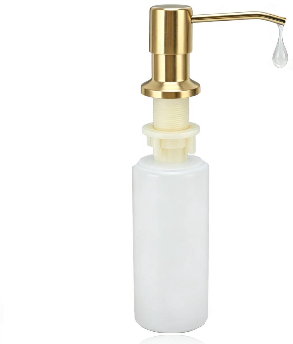 Zeepdispenser, 300 ml ingebouwde gootsteen zeeppompkop, 360 ° rotatie, keukenbenodigdheden, roestvrijstalen handlotiondispenser voor badkamer (goud)