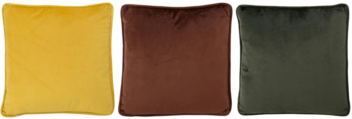 J-Line kussen Chenille - polyester - meerkleurig - 3 stuks