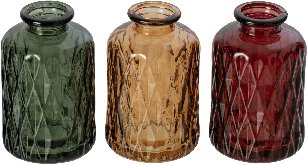 J-Line Vazen - glas - multikleur - 2 dozen van 3