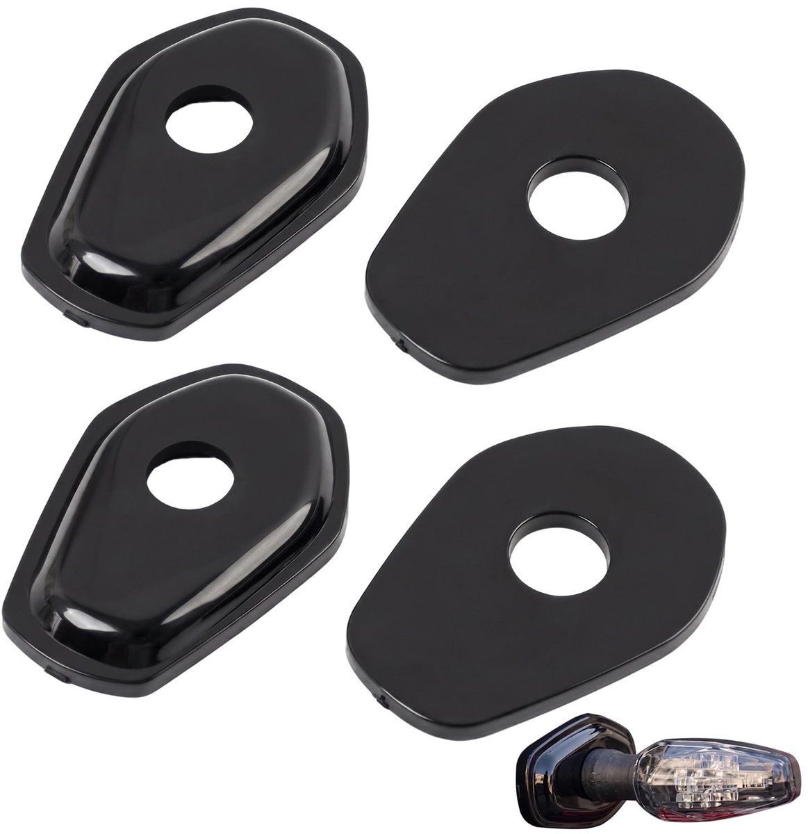 Set van 4 knipperlichthouders voor motorfiets, adapter voor knipperlichten, schroefdraad, M8 M10, richtingaanwijzer, montageplaat van ABS-kunststof, bevestigingsbeugel voor knipperlichten