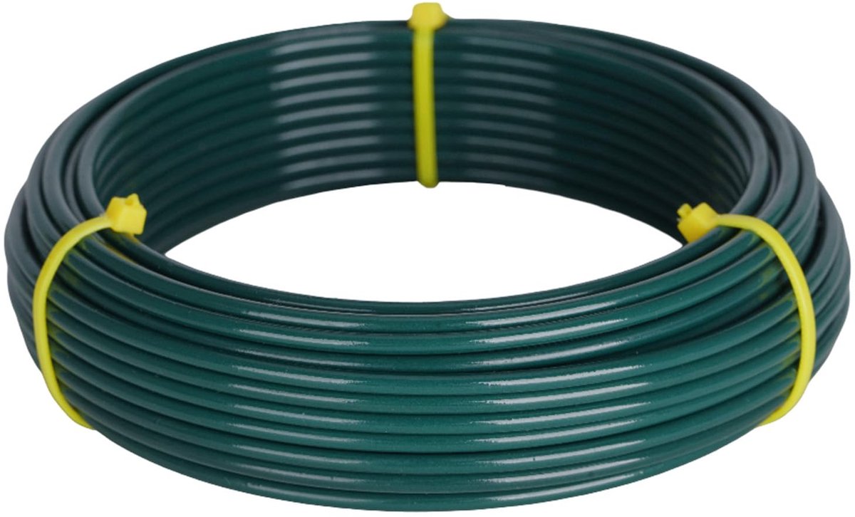 Tuindraad, 3 mm - 15 m, plantendraad, binddraad ommanteld, tuindraad, hekdraad voor low-stress training, groen