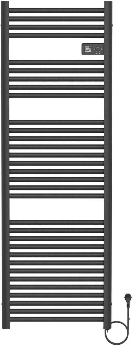 BELRAD elektrische handdoekradiator – Smart WiFi – digitale thermostaat – 850W – 1600x540 mm – mat zwart