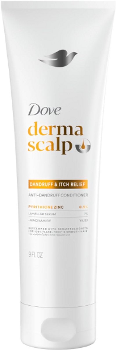 Dove Derma Scalp Dandruff & Itch Relief Anti-Roos Conditioner 266 ml – Met Pyrithione Zinc en Niacinamide– Voor Droge, Jeukende & Schilferige Hoofdhuid