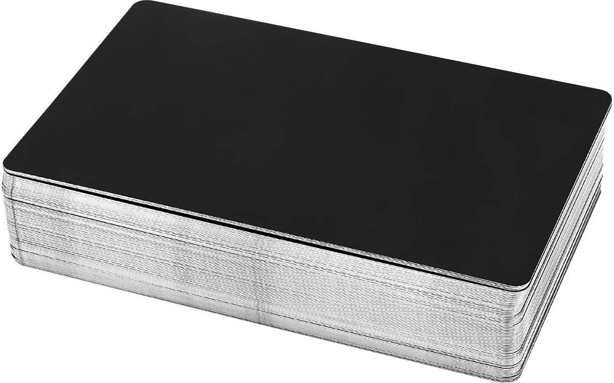 150 stuks blanco visitekaartjes, 86 x 54 x 0,21 mm, aluminium visitekaartjes, metalen visitekaartjes, zwart aluminium kaarten voor kantoor, klanten, zaken, doe-het-zelf, cadeaukaarten