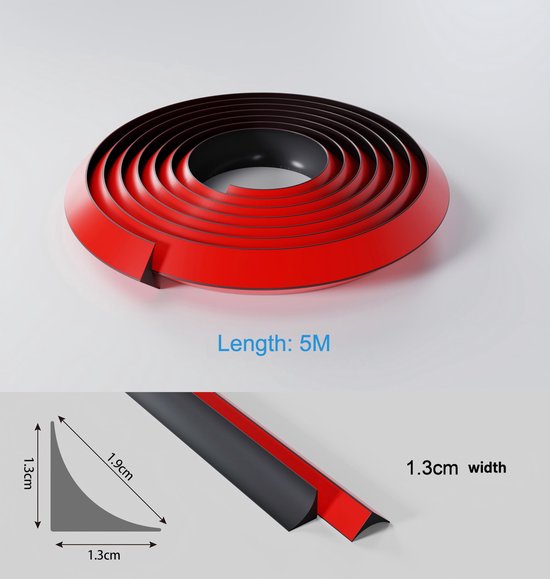 Badkamer Afdichtstrip Zelfklevende Plint Afwerking Laminaat Vloer Profiel Hoekstrip voor Tegelrand Muurhoek Keuken Natte Ruimte Bad Waterkering 13x13mm (5M,Zwart) — afbeelding 4