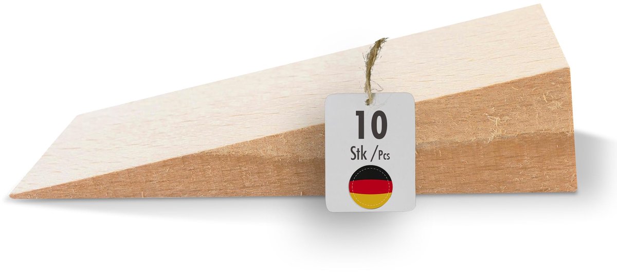 haggiy Hardhouten wiggen - houten wigenset - natuurlijke beukenwiggen - deurstopper - ideaal voor meubels, montage, doe-het-zelf - (LxBxH) 100 x 40 x 25 mm (10 stuks)