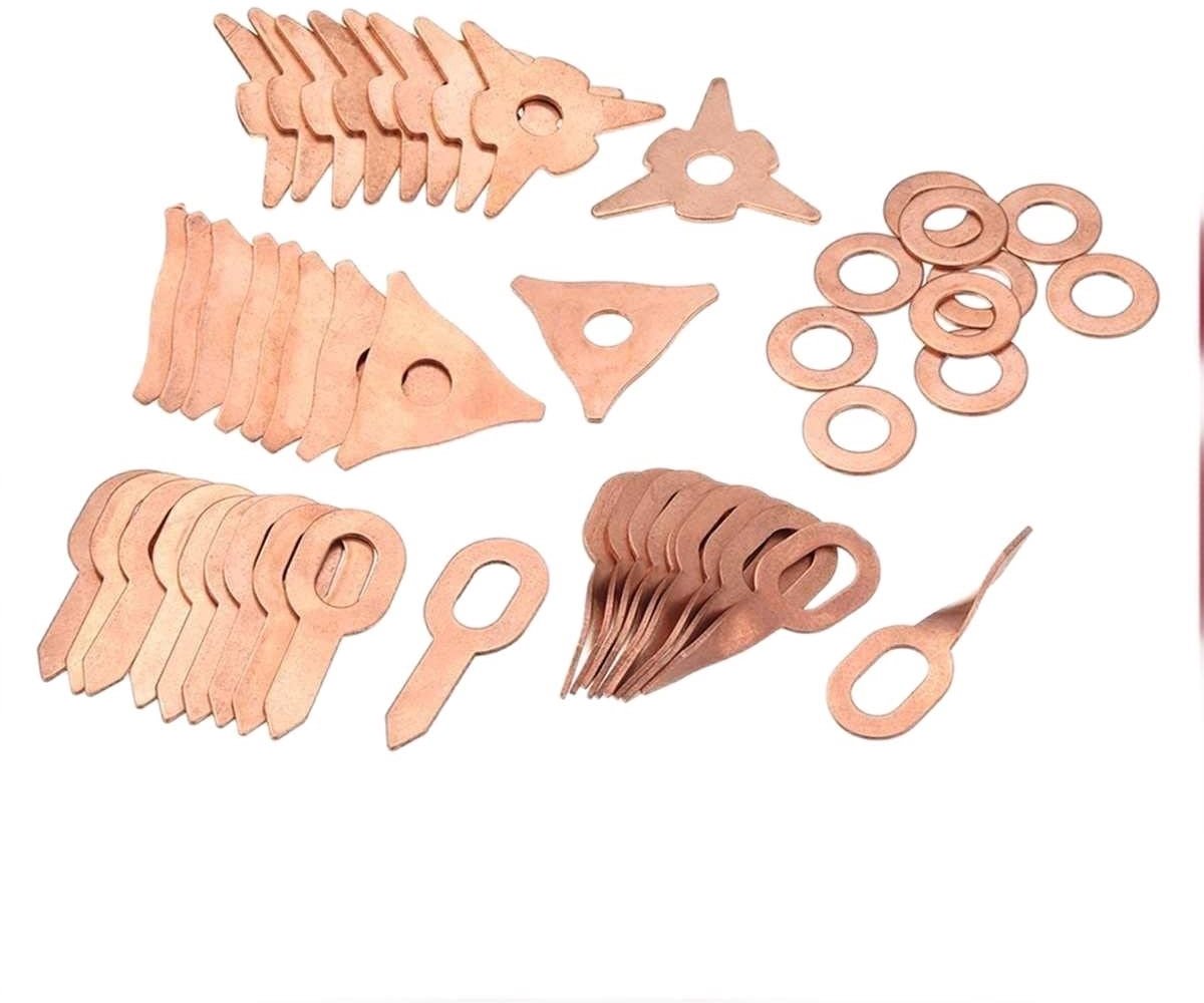 48 stuks boutenlasset, accessoires, recht gedraaide uitdeuker, ringen, haken, washer ronde sterpad, effen spotter starterkit