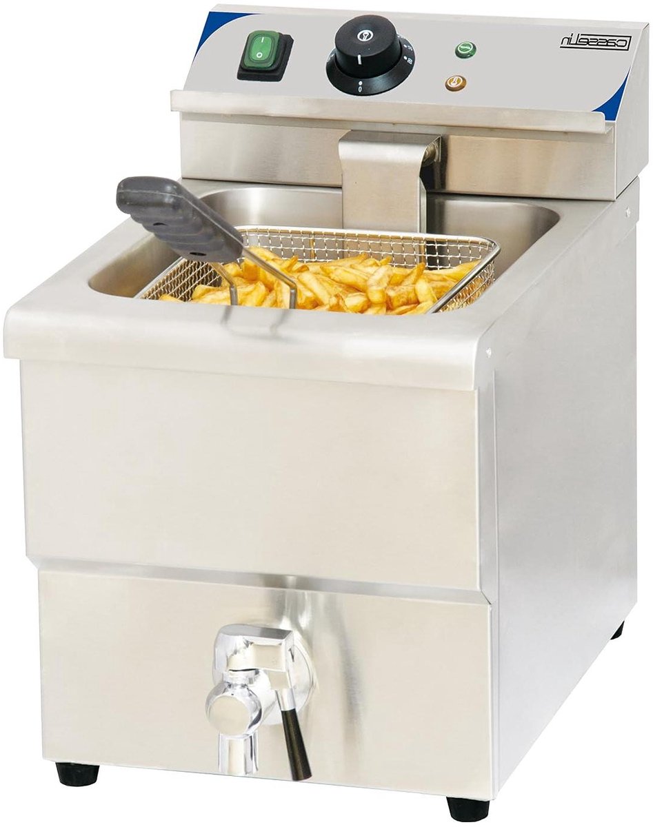 Elektrische Friteuse - Frituurpan met kraan - Professioneel Frituren - Grote inhoud - 8 Liter - Zilverkleurig