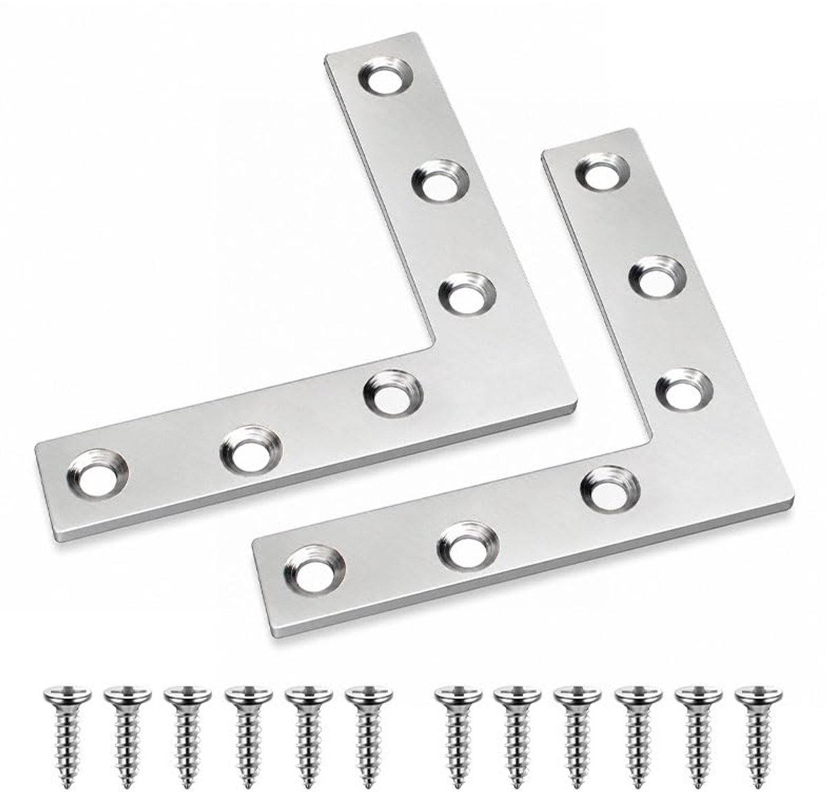 2 stuks, platte reservehouder van roestvrij staal, L, 150 mm | Robuuste hoekplaat 15 x 15 cm ter versterking van de voegen; duurzame roestvrijstalen constructie