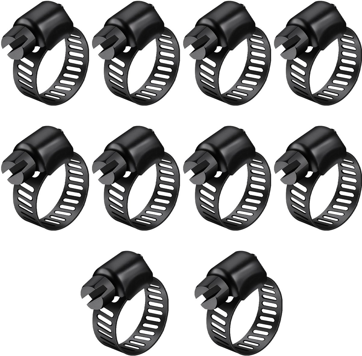 Slangklemmen 10-16mm, 10 Stuks Roestvrij Staal Slangklemmen Assortiment voor Zwembadslang, Benzineslang, Tuinslang