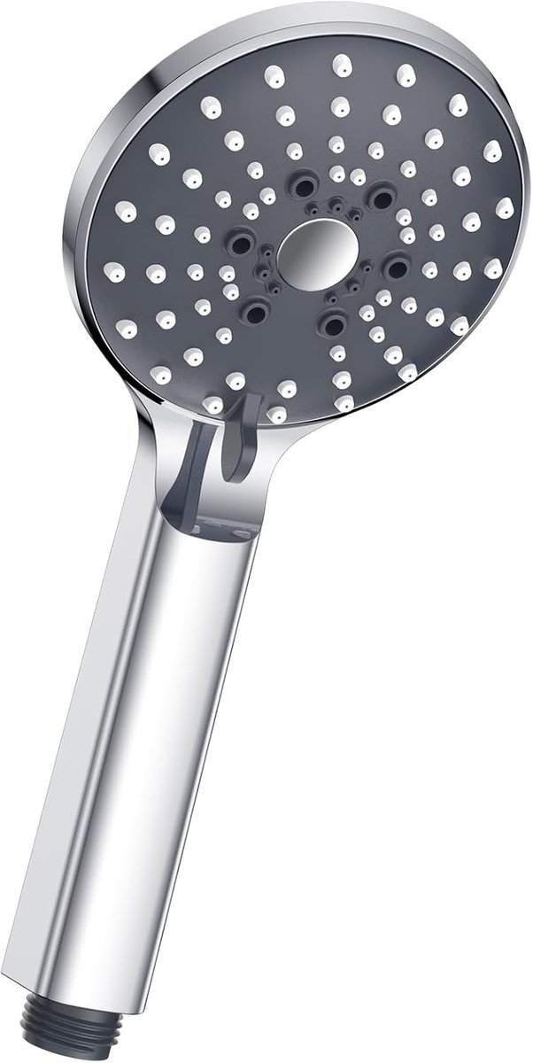 Waterbesparend, handdouche, douchekop met 6 straalsoorten, grote regendouche, drukverhogend, spaardouchekop, zwart/chroom
