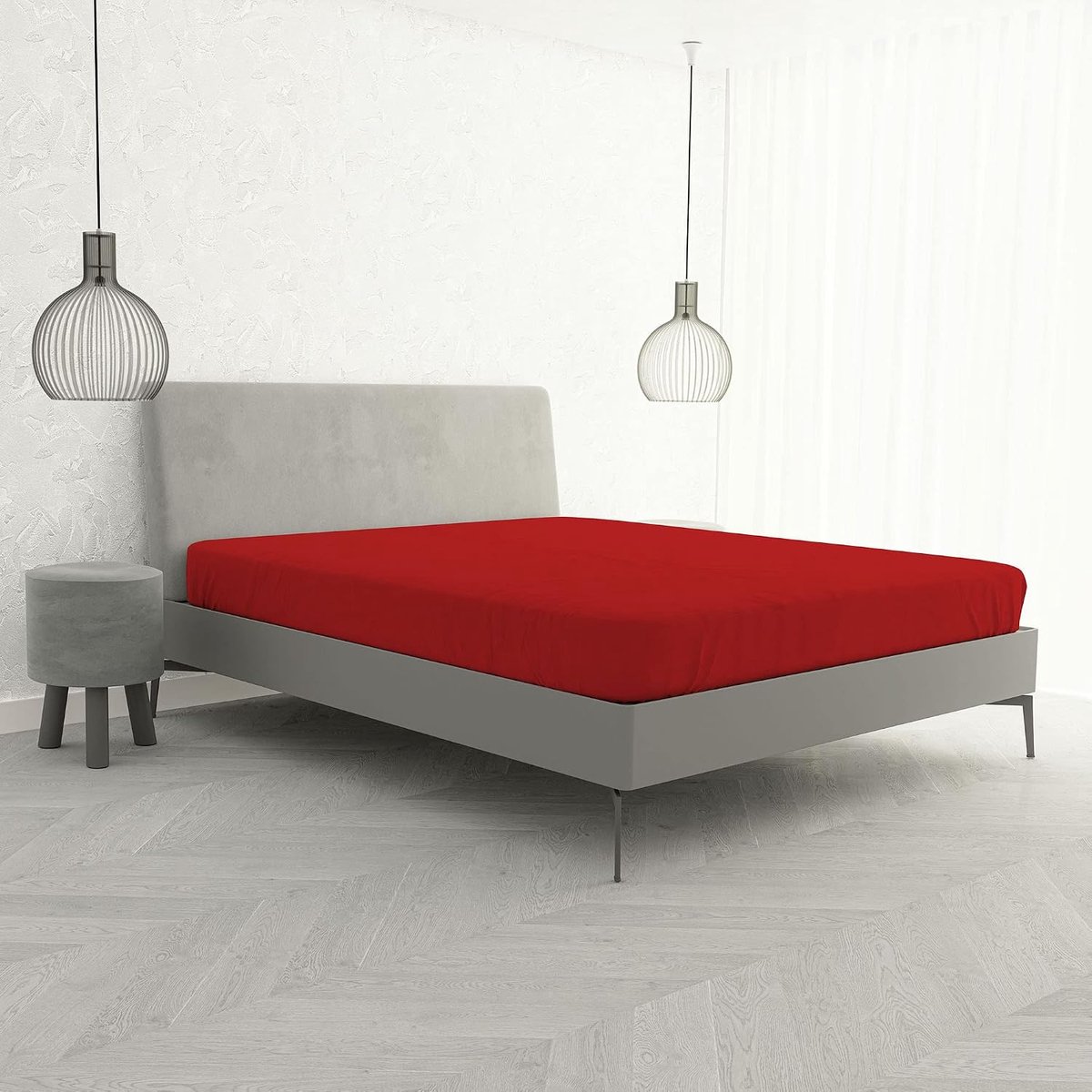 Hoeslaken "Max Color", katoen, tweepersoonsbed, rood