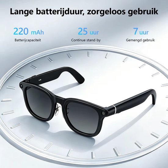 Cherrys Finds - Smart Bril met Camera - Ai Smart Glasses - Ai Slimme Zonnebril - Hd Spycam - Smartglasses met Bluetooth - AI Smart Glasses Met Camera - Zwart — afbeelding 2