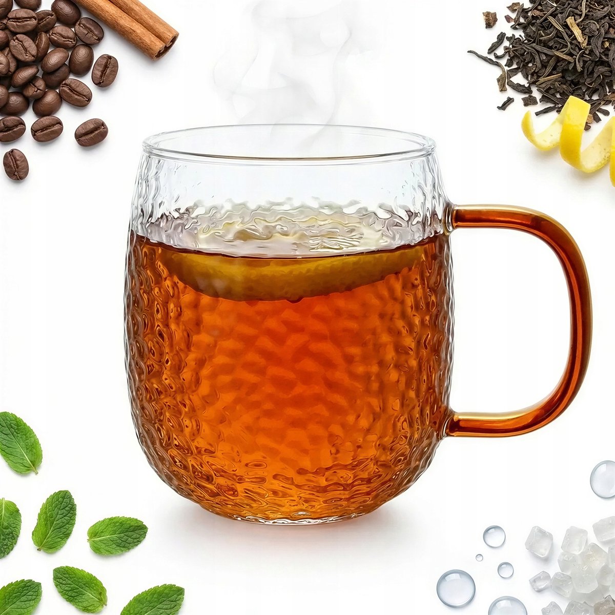 Glazen Mok 330ml met Amberkleurig Oor - Koffie & Thee