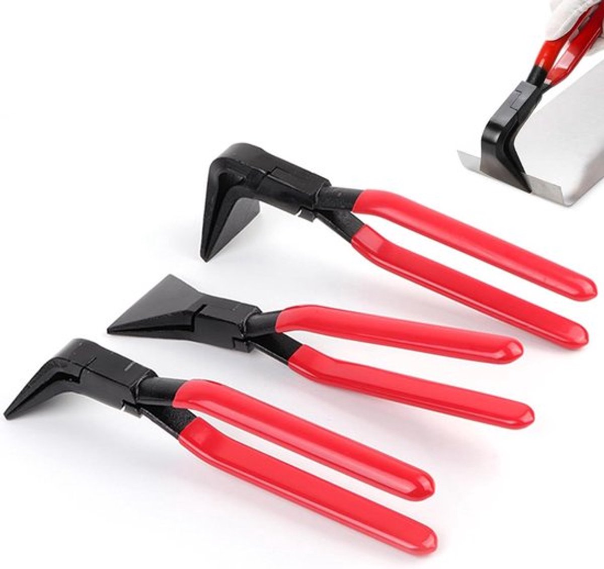 3-delige set handmatige buigtang voor plaatwerk met antislipgreep - 0° 45° 90° buigtang voor dakdekkers - breedte 22 mm