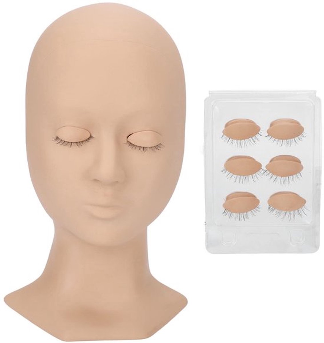 Wimperextensions Mannequin Zachte Siliconen - Oefenpop - Verwijderbare Oogleden - Multifunctioneel - 4 Stuks Extra - Zweetbestendig - Oefenkop