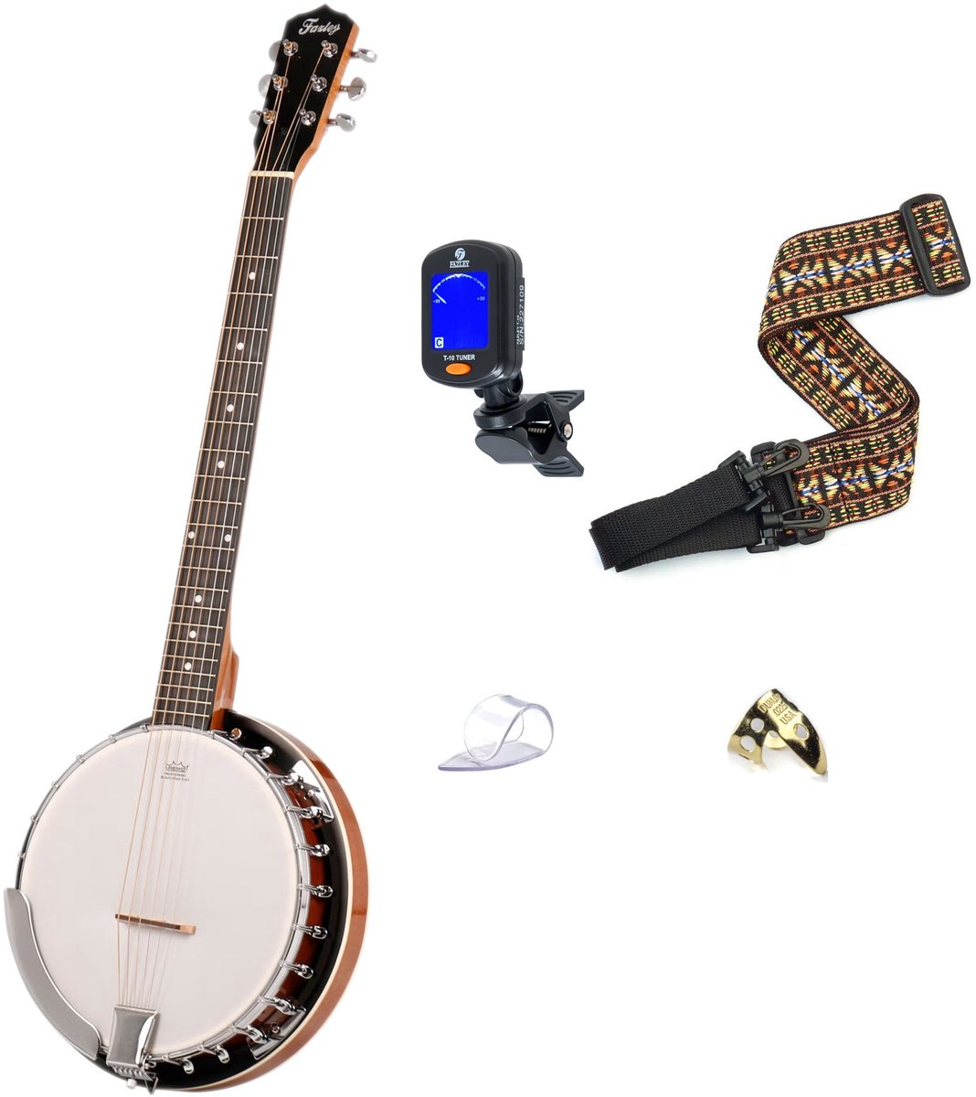 Gitaarbanjo 6-snarig - Fazley BN-50 - Multikleur