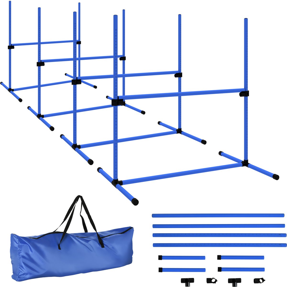 PawHut Behendigheidsset voor huisdieren - Kunststof - 99x65x94cm - Blauw