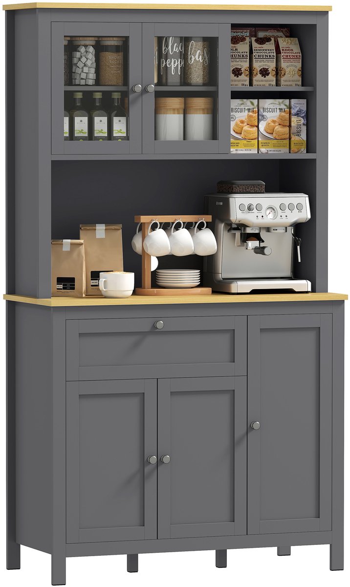 HOMCOM Keukenkast - MDF - 100x40x180cm - Grijs