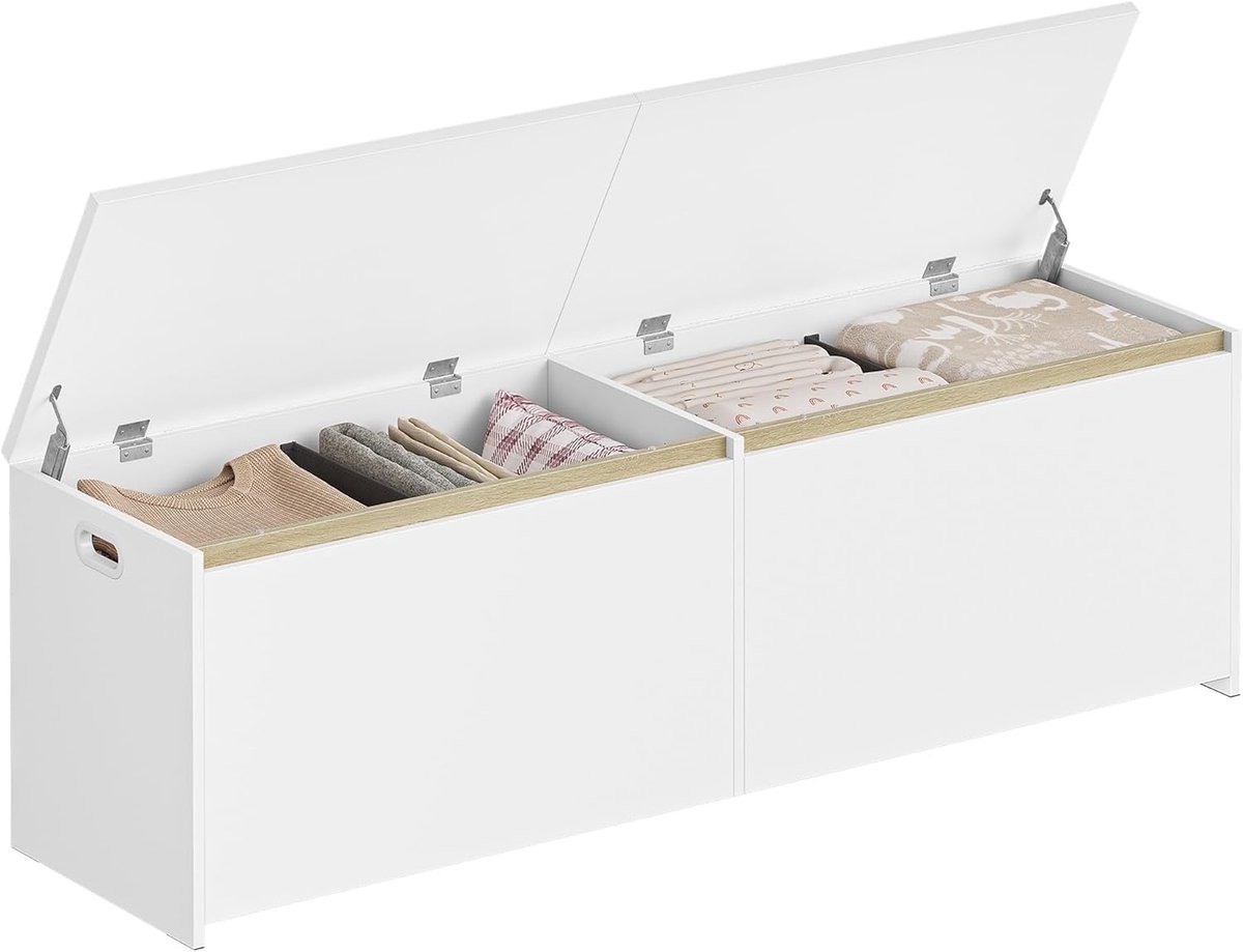 Hzuaneri schoenenbank 150 cm, opbergbank, wit, opbergbox, ruimtebesparend, geschikt voor woonkamer, hal en slaapkamer, 40 x 150 x 47 cm