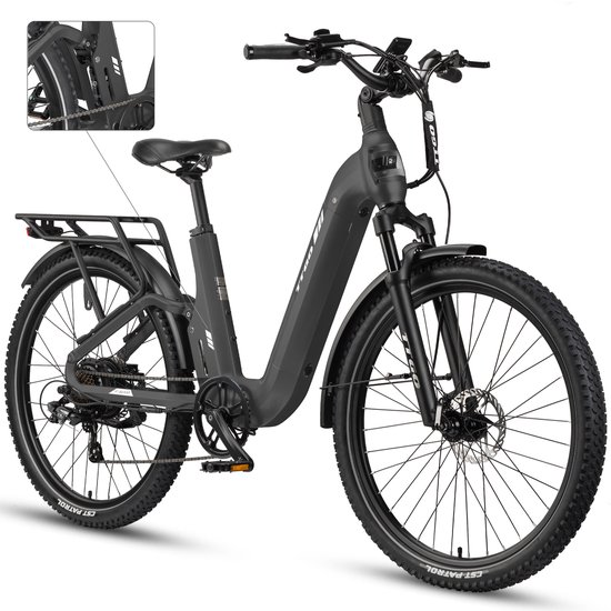 TTGO E-SUVO S6 - Full Suspension E-MTB 27,5 inch - 48V 15Ah Accu - Tot 120 km Actieradius - 70Nm Koppel - 250W Achterwielmotor - Hydraulische Schijfremmen - Shimano 7 Versnellingen - Grijs van TTGO — afbeelding 2