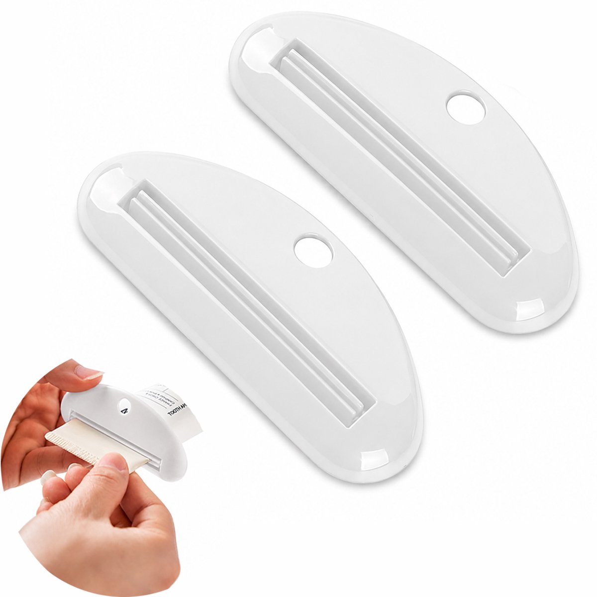 ComfiCare® Tube uitknijper 2 stuks - Tubeknijpers - Tandpasta knijper - Tubeknijper plastic tubes - Tandpasta dispenser - Toothpaste squeezer - Voor tandpasta, verf, gel, cremes, make-up & meer - Wit